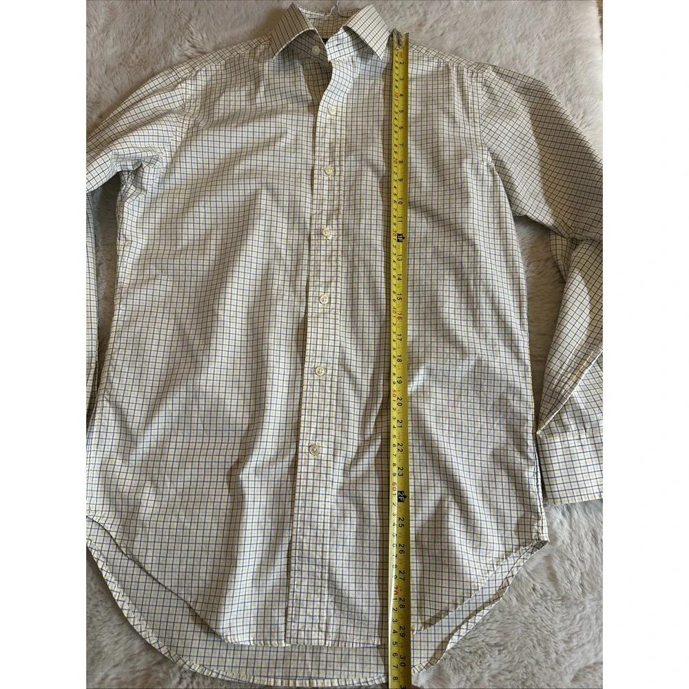 Polo byRalph Lauren Dress Shirt Mens size  14,5  32/33Yellow‎ Blue Classic Fit